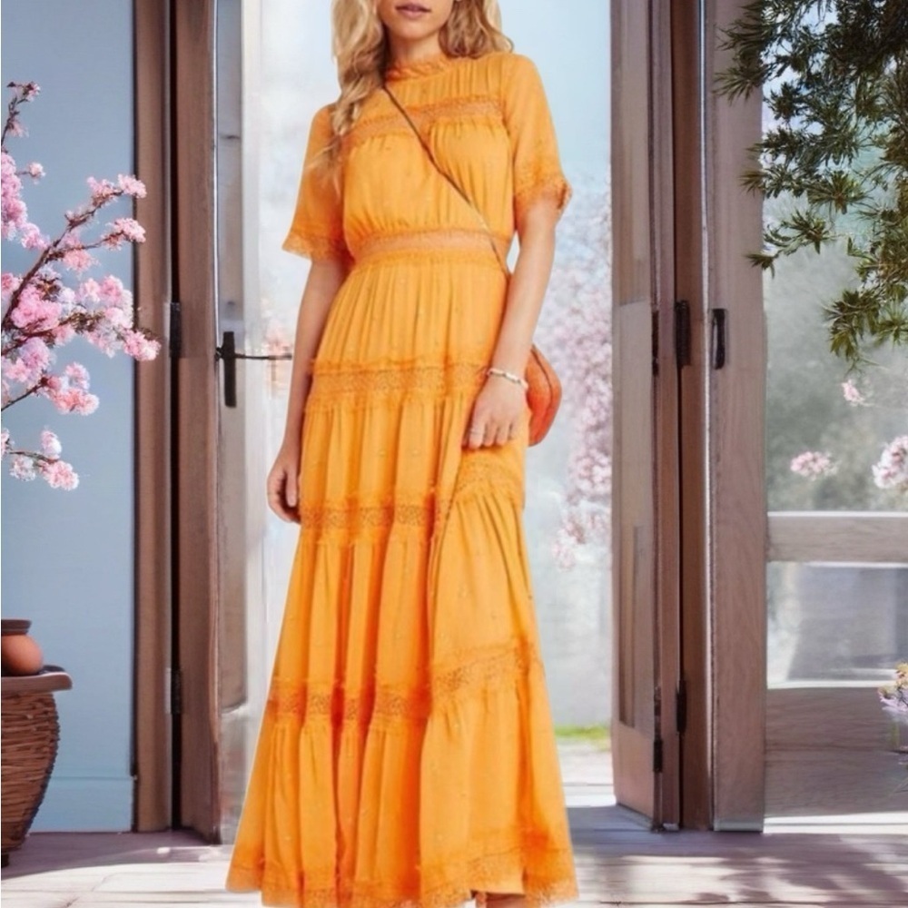 RANNA GILL Vibrant Orange Maxi Dress